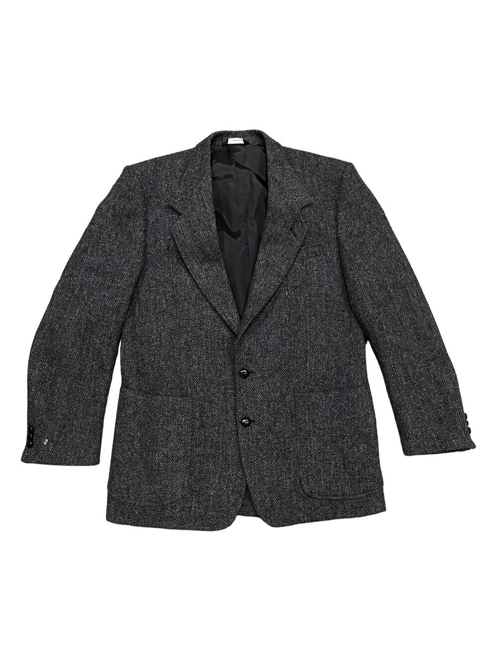 Vintage Harris Tweed Wool Jacket Blazer Grey Herringbone Men's Size 40R